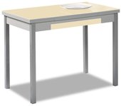 Mesa de cocina extensible 2 alas - 90x50 cm (140x50 cm) - estructura y alas color aluminio - tapa cristal color beig