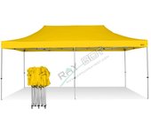 Carpa plegable 3x6 amarillo sin telones laterales. acero 40 mm. tejido recubierto de pvc impermeable, repelente al agua de 350gm