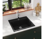 Fregadero de cocina | pila de cocina de granito con un seno negro cfw34196