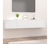 2 piezas muebles para tv | mueble de salón | mesa de tv madera contrachapada blanco 80x30x30 cm cfw81812