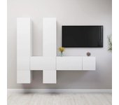 Set de 7 piezas muebles de tv | muebles de salón tv | conjunto salón madera de ingeniería blanco cfw26254