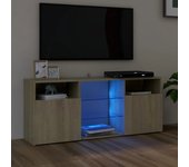 Armario tv | mueble de salón | mesa de tv con luces led roble sonoma 120x30x50 cm cfw80334
