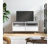 Mueble de tv | mueble de salón | mesa de tv madera contrachapada blanco brillo 100x34,5x44,5cm cfw86119