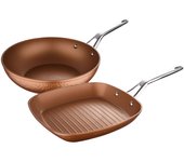 Set de sartenes san ignacio cobre acero inoxidable aluminio forjado 2 piezas