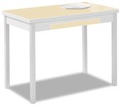 Mesa de cocina extensible 2 alas - 90x50 cm (140x50 cm) - estructura y alas color blanca - tapa cristal color beig