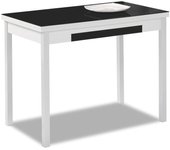 Mesa de cocina extensible 2 alas - 90x50 cm (140x50 cm) - estructura y alas color blanca - tapa cristal color negra