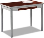 Mesa de cocina extensible 2 alas - 90x50 cm (140x50 cm) - estructura y alas color aluminio - tapa cristal color burdeos