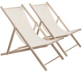 Set de 2 hamacas de madera de haya plegable sin brazos estructura sin barniz lona color crudo scalpers