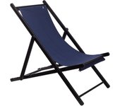 Hamaca de madera de haya plegable sin brazos estructura color wengué lona color azul oscuro scalpers
