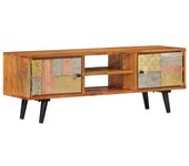 Mueble de tv | mueble de salón | mesa de tv con puertas metal madera maciza acacia 112x30x40cm cfw35115