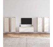 5 piezas muebles para tv | mueble de salón | mesa de tv madera maciza de pino blanco cfw57256