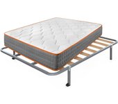 Colchón viscoelástico confort luxe + somier hades con 4 patas cuadradas de 32 cm | medidas: 135x180 cm