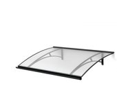 Arctom marquesina para puerta de aluminio antracita largo 120x83,5, policarbonato celular transparente