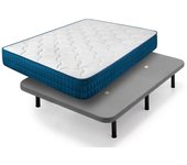 Colchón viscoelástico royal memory + base tapizada gris con 6 patas de 32 cm | medidas: 135x190 cm
