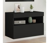 Mueble de tv de pared | mueble de salón | mesa de tv con luces led negro 60x30x40 cm cfw22483