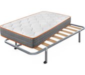 Colchón viscoelástico confort luxe + somier hades con 4 patas cuadradas de 25 cm | medidas: 105x200 cm