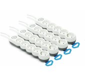 Pack de 4 regletas garza de 5 enchufes con interruptor y protección infantil, enchufe plano, cable de 1,4 metros