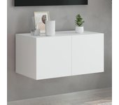 Mueble de tv de pared | mueble de salón | mesa de tv con luces led blanco 60x35x31 cm cfw59067