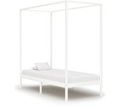 Estructura de cama con dosel blanco madera maciza de pino 90 x 200 cm