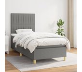 Cama con somier y colchón gris oscuro 90x200 cm tela