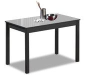 Mesa de cocina fija - 100x60 cm - estructura color negra - tapa cristal color gris