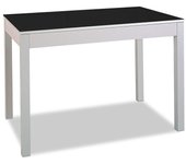 Mesa de cocina extensible de carro - 100x60 cm (150x60 cm) - estructura y extensión color aluminio - tapa cristal color negra