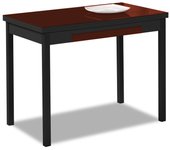 Mesa de cocina extensible 2 alas - 100x60 cm (150x60 cm) - estructura y alas color negra - tapa cristal color burdeos