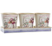 Set de macetas dkd home decor 38 x 13 x 14 cm rosa dorado pvc shabby chic (3 piezas)
