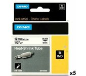 Kit tubo termoretráctil rhino dymo id1-12 12 x 1,5 mm negro blanco (5 unidades)