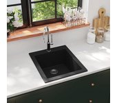 Fregadero cocina | pila de cocina sobrepuesto de granito negro cfw26136