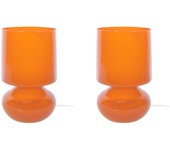 Lámpara de noche tosel katia lt2 vidrio champiñón naranja d14 x h24 cm