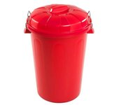 Cubo de basura con tapa 100 litros basurero rojo asas de presión