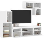 6 piezas muebles de tv | mueble de salón | armario tv de pared con led madera ingeniería blanco cfw65897