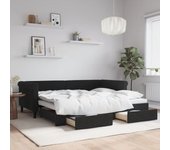 Sofá cama nido y cajones terciopelo negro 90x200 cm