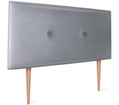 Dhome cabecero de polipiel liso con botones 110x105cm con patas camas 105 - plata
