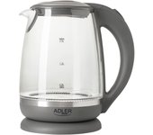 Hervidor agua eléctrico 2,0 litros jarra cristal inalámbrica retroiluminada, apagado automático, adler, gris, 2200, ad1286