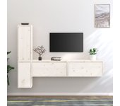4 piezas muebles para tv | mueble de salón | mesa de tv madera maciza de pino blanco cfw55458