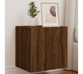 2 piezas muebles tv de pared | mueble de salón | mesa de tv luces led marrón roble 40,5x35x40 cm cfw92889