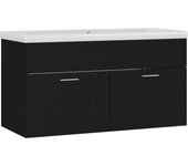 Mueble lavabo con fregadero integrado aglomerado negro