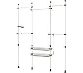 Perchero de ropa telescópico altura ajustable 200-285 cm,perchero extensible con 5 barras y 2 cestas blanco kls04 sobuy es