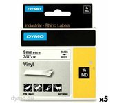 Cinta laminada para rotuladoras rhino dymo id1-9 blanco negro 9 x 5,5 mm vinilo (5 unidades)