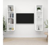 2 piezas muebles de tv de pared | muebles de salón tv | conjunto salón madera de ingeniería blanco cfw39195