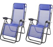 Pack de 2 sillas tumbonas con reposabrazos - azul oscuro
