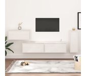 Mueble tv 4 piezas blanco madera maciza de pino