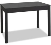 Mesa de cocina extensible de carro - 100x60 cm (150x60 cm) - estructura y extensión color negra - tapa cristal color grafito