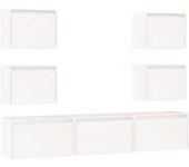 Mueble tv 7 piezas blanco madera maciza de pino