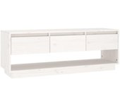 Mueble tv blanco 110,5x34x40 cm madera maciza de pino