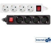Regleta inline tipo f 4 puertos con interruptor + seguro para niños negro 1.5m