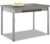 Mesa de cocina extensible 2 alas - 100x60 cm (150x60 cm) - estructura y alas color aluminio - tapa cristal color grafito