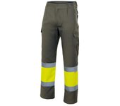 Velilla pantalón bicolor forrado av 3xl verde caza/amarillo flúor